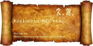 Kozlovits Márta névjegykártya